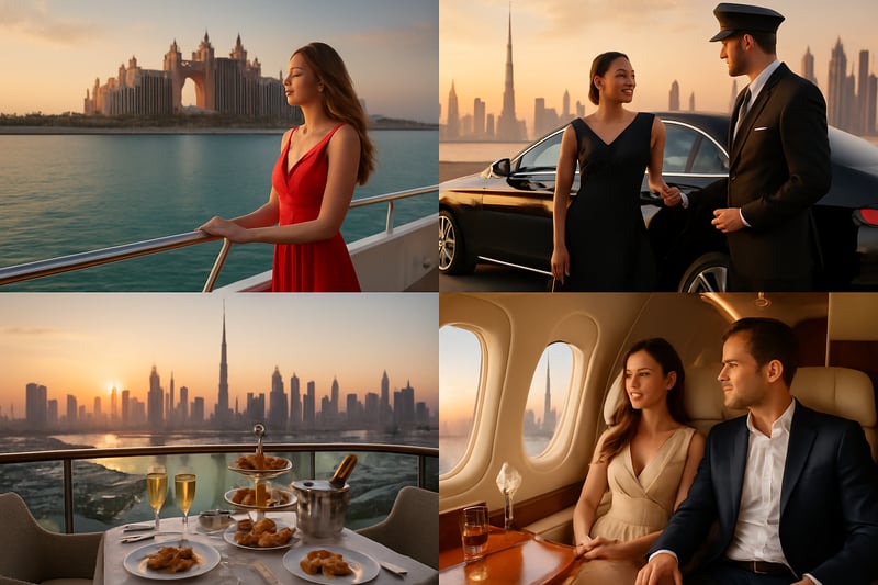 Luxury travel experiences in Dubai, featuring iconic skylines and exclusive services
